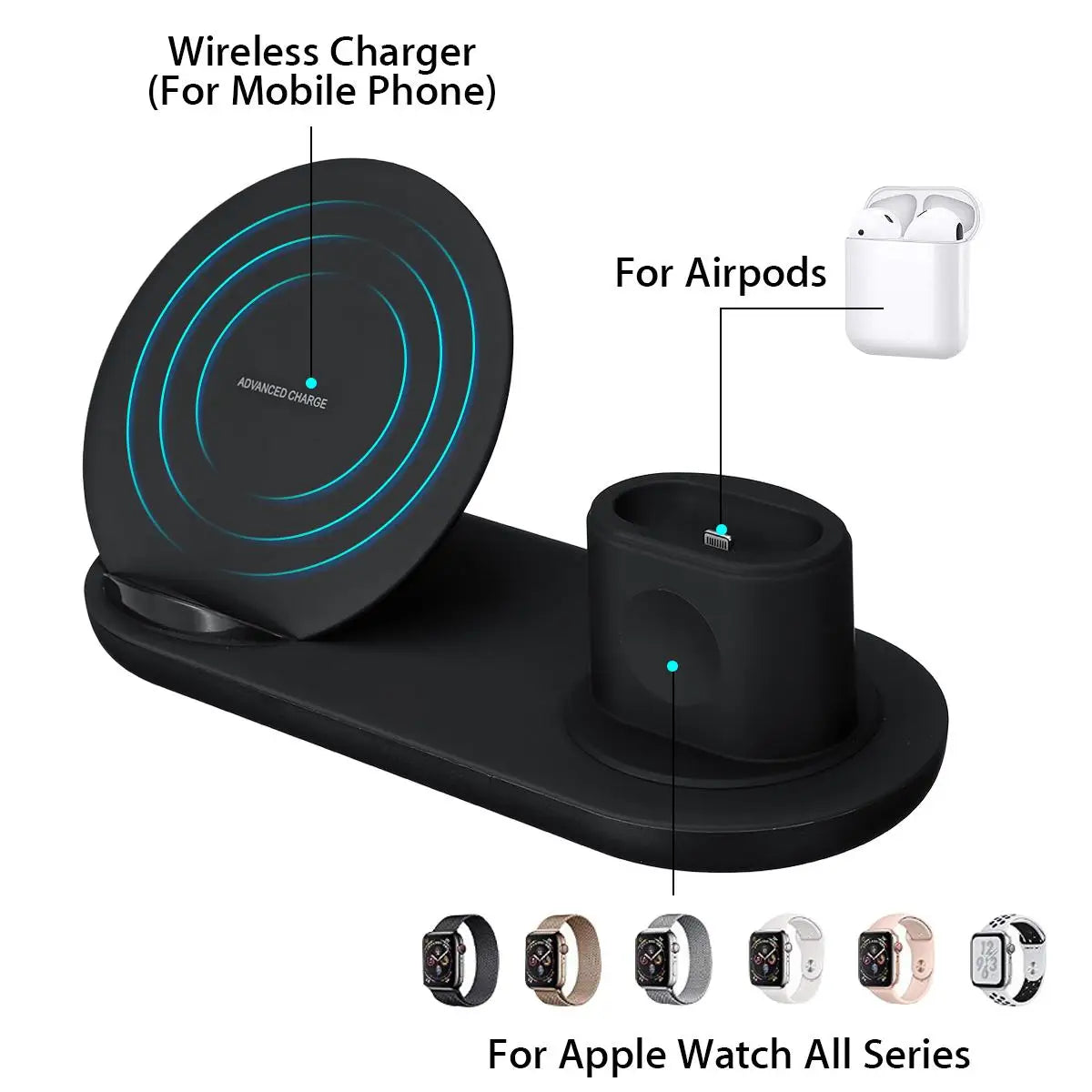 3 in1 10W Qi Wireless Charger