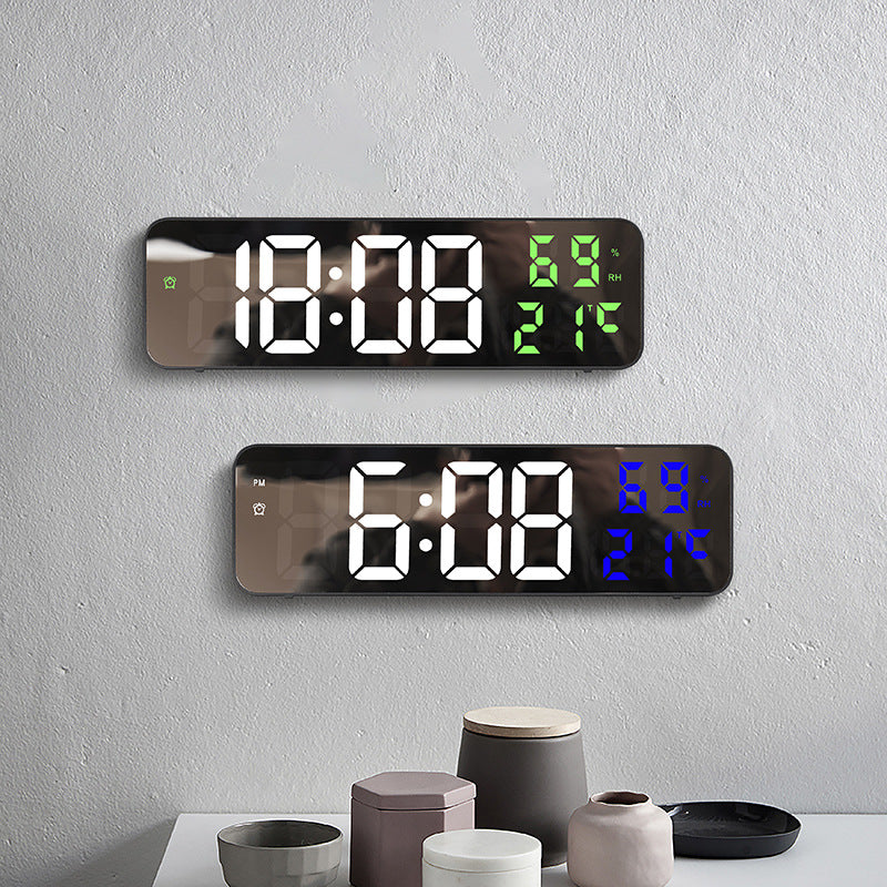 Mirror Digital LED Wall Clock Electronic Alarm Clock