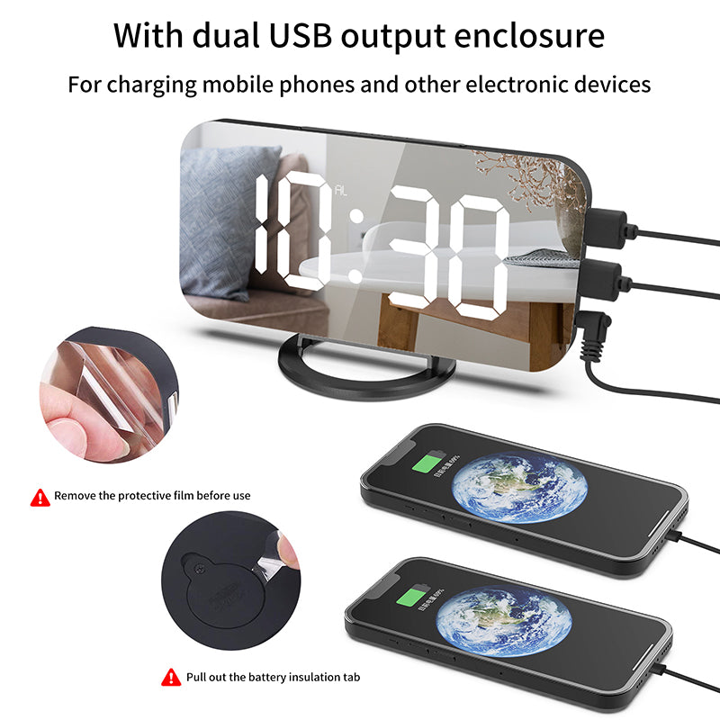 LED Alarm Clock Dual USB Output