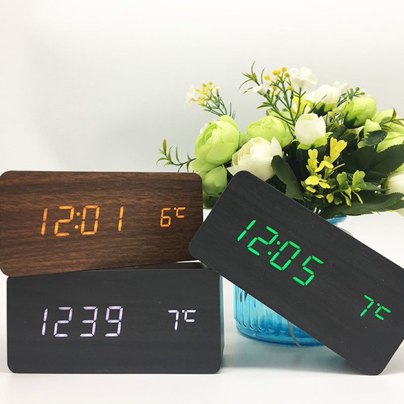 Creative Intelligent Led Wooden Clock