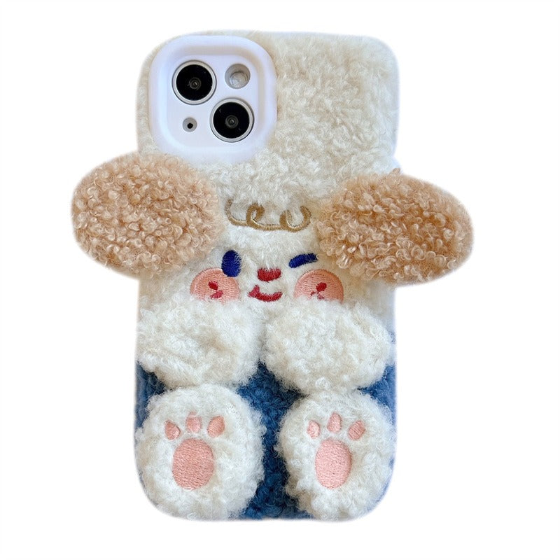 Winter Cute Plush Dog iPhone Phone Case
