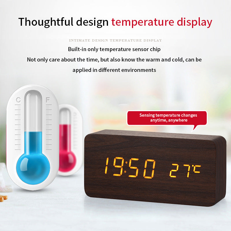 Creative Intelligent Led Wooden Clock