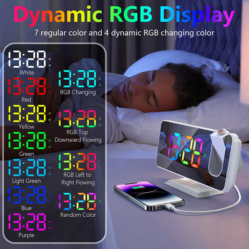 Large Screen Mirror Dual Alarm Clock
