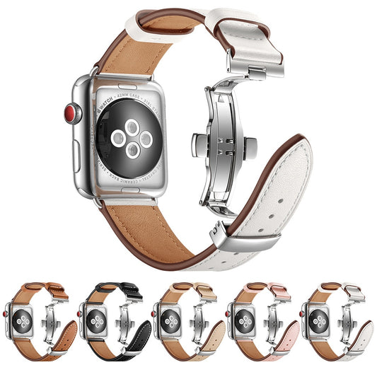 butterfly buckle leather for apple watch