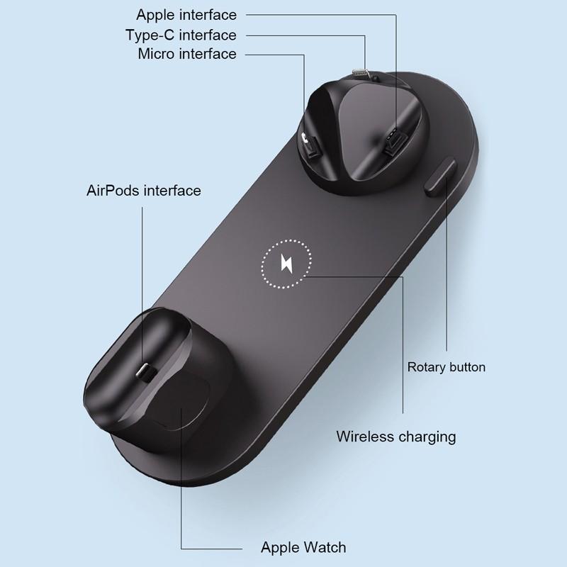 6 in 1 Wireless Charger Dock Station