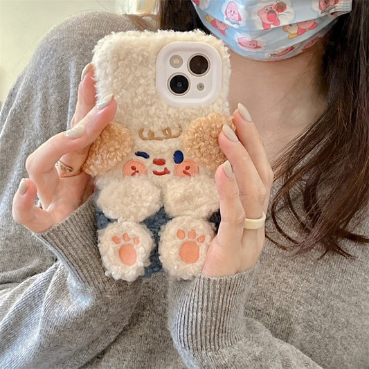 Winter Cute Plush Dog iPhone Phone Case