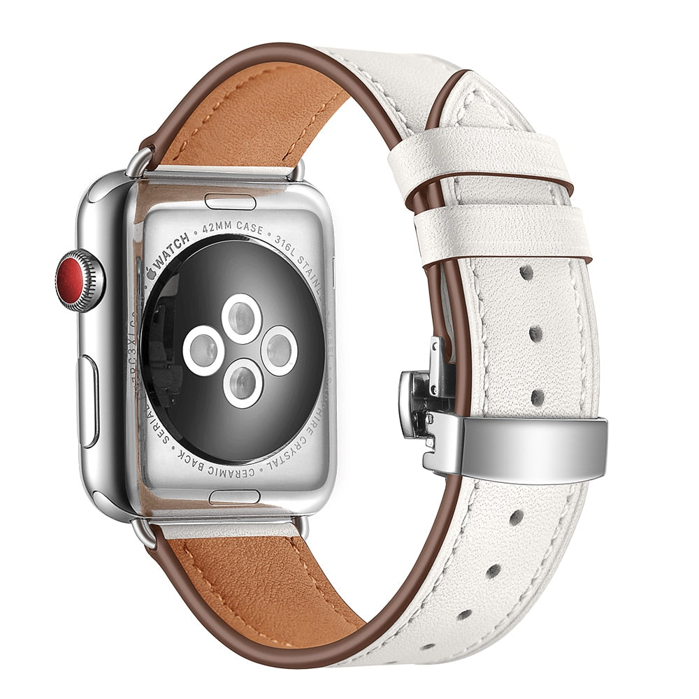 butterfly buckle leather for apple watch