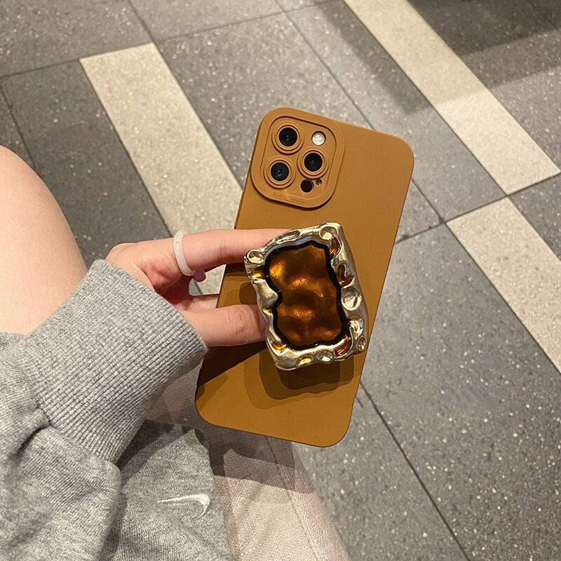 Ring Holder Stand Silicone Phone Case For iPhone