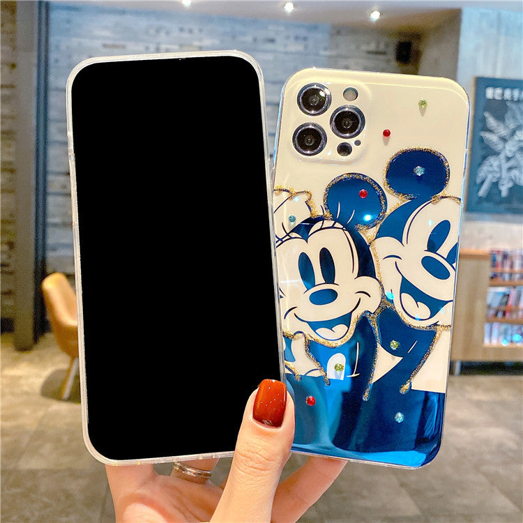 Blue light black-and-white Mickey iPhone case