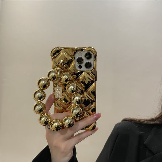 Round Beads Hanging Chain Soft Phone Case For iphone