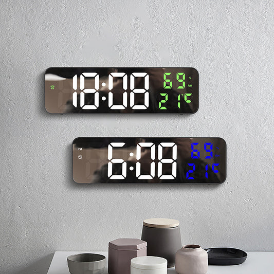 Mirror Digital LED Wall Clock Electronic Alarm Clock