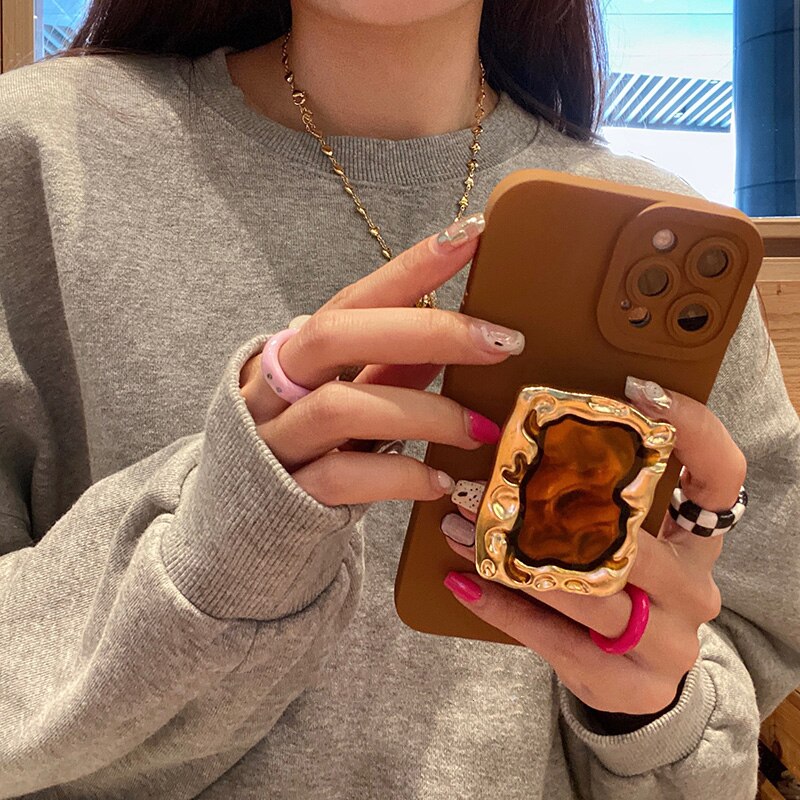 Ring Holder Stand Silicone Phone Case For iPhone
