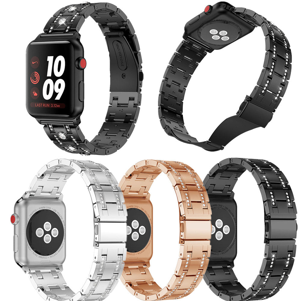 Glaring Diamond Stainless Steel Watchband