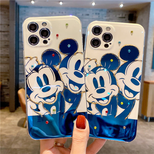 Blue light black-and-white Mickey iPhone case