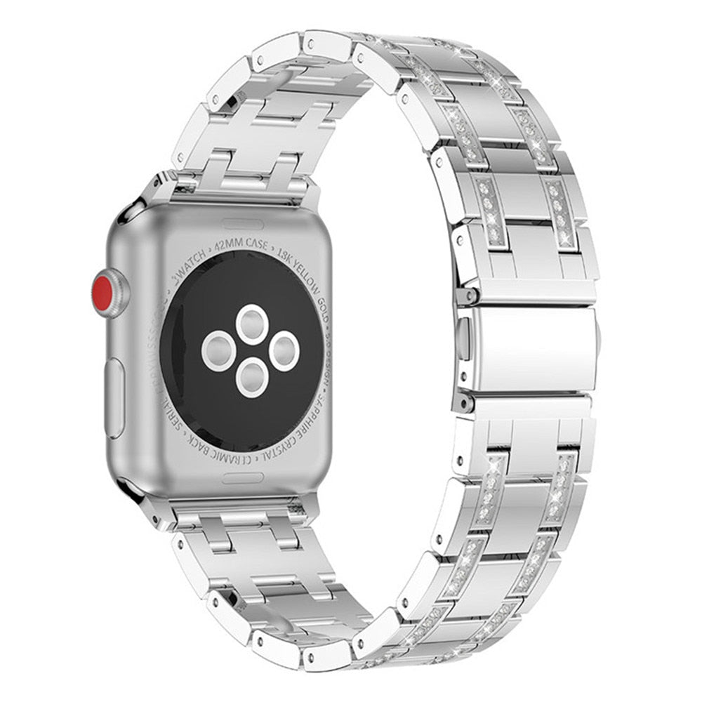 Glaring Diamond Stainless Steel Watchband