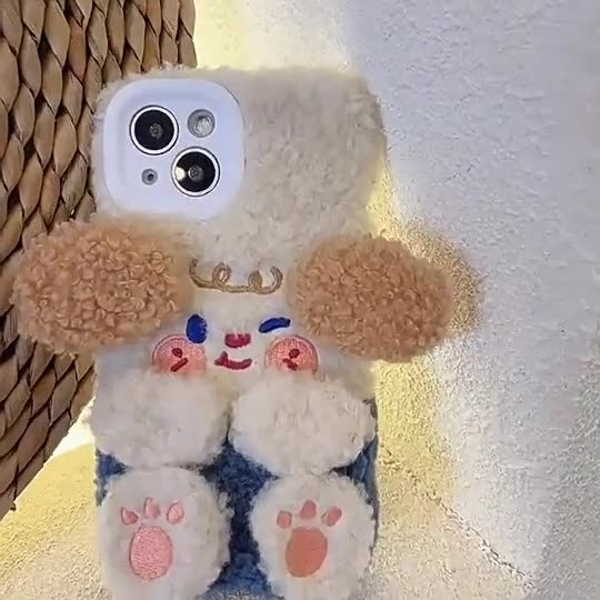 Winter Cute Plush Dog iPhone Phone Case