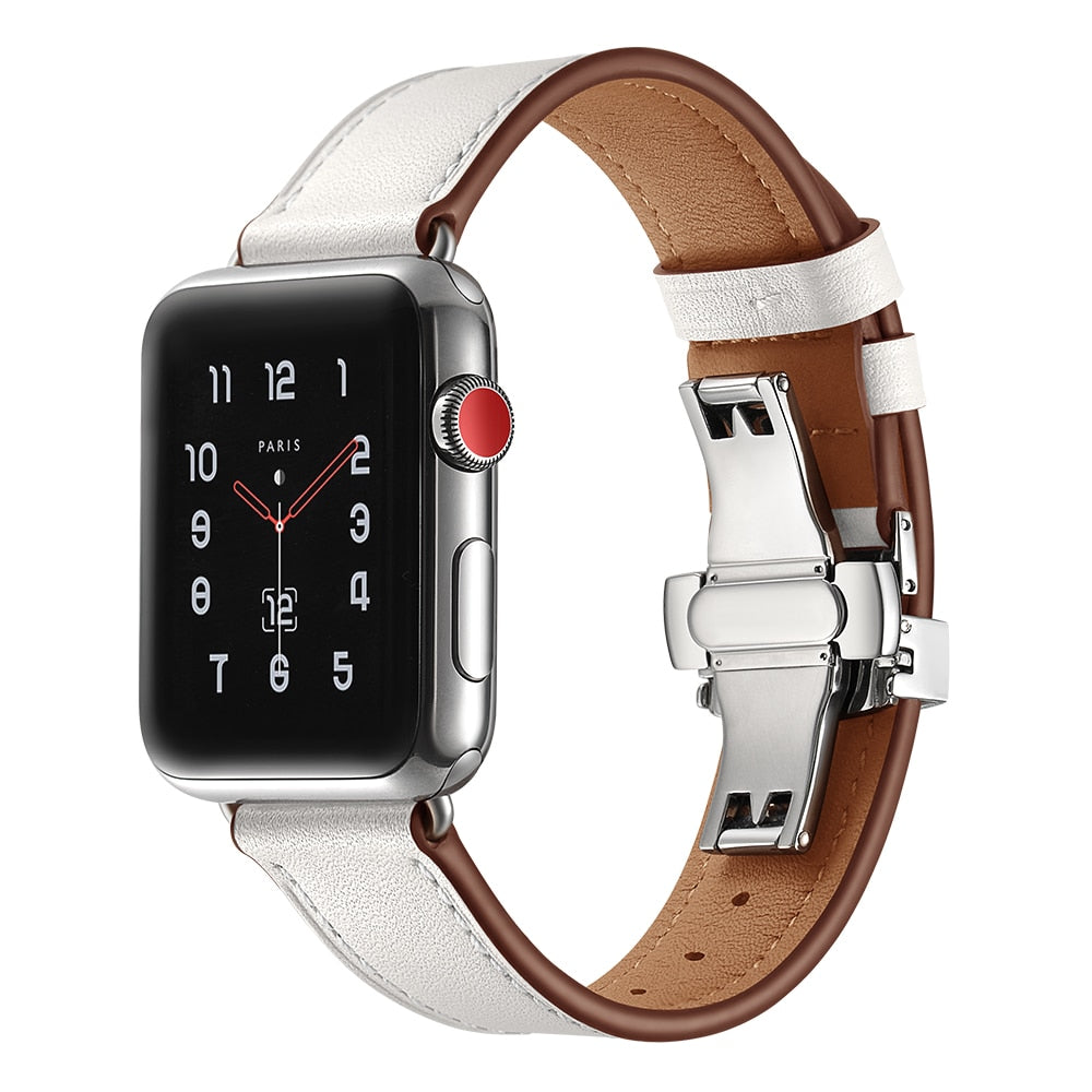 butterfly buckle leather for apple watch
