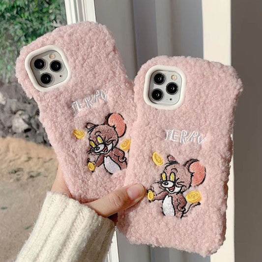 Winter Warm Cute Wool Plush Phone Case For iPhone