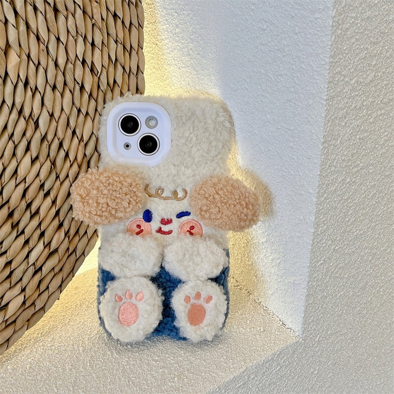 Winter Cute Plush Dog iPhone Phone Case