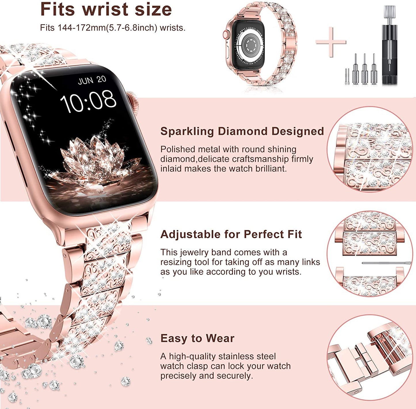 iwatch Watchband Three Beads Diamond