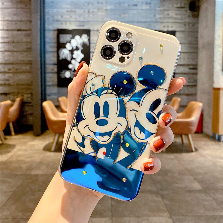 Blue light black-and-white Mickey iPhone case