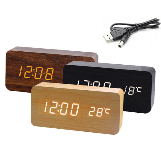 Creative Intelligent Led Wooden Clock