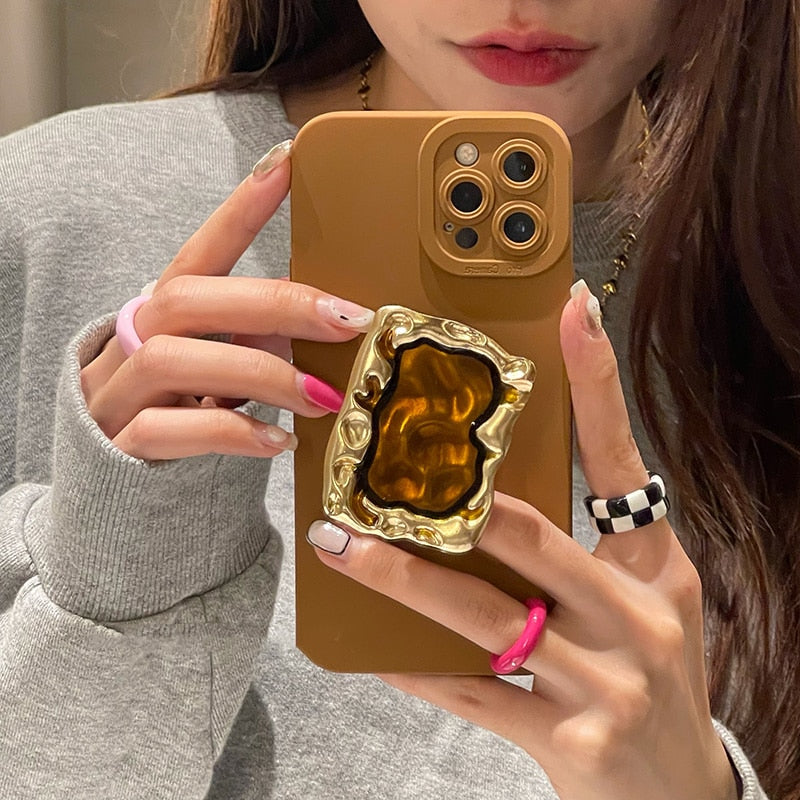 Ring Holder Stand Silicone Phone Case For iPhone