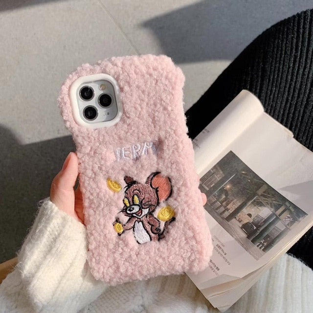Winter Warm Cute Wool Plush Phone Case For iPhone